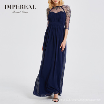 Mesh Overlay Sweetheart Neckline Sweat Embroidery Half Sleeve Evening Club Long Dress